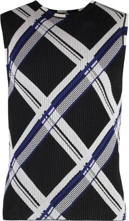 Burberry Check Jacquard-Knitted Silk Vest, Size X-Small