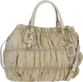 Prada Pre-owned Vintage Nylon Handtas - Dames - Vintage Handtas - Beige - ONE Size - Nylon - Vintage