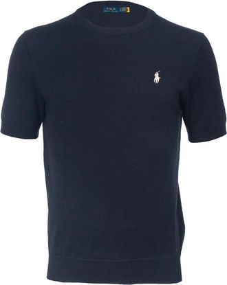 Polo Ralph Lauren Ronde hals gebreid met korte mouwen - Heren - Ronde hals truien - Blauw - XL - Katoen - Truien & Vesten