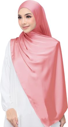Lina & Lily Luxury Satin Hijab Head Scarf Shawl Wrap for Muslim Women Extra Long (Coral)