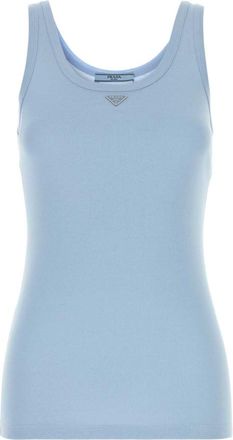 Prada Blue Scoop Neck T-Shirt