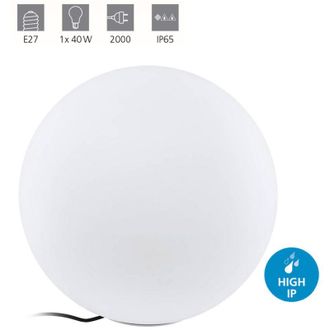 Eglo Sfera Esterno Contemporanea Monterolo Policarbonato Bianco 1 Luce E27 50Cm