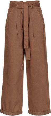 Pinko Wijde Rechte Pijpen Katoenen Broek - Dames - Wijde Broeken - Bruin - L - Katoen - Broeken