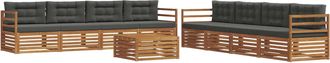 vidaXL Conjunto De Sof&aacute;s De Exterior 9 Uds. Natural Y Antracita Vidaxl