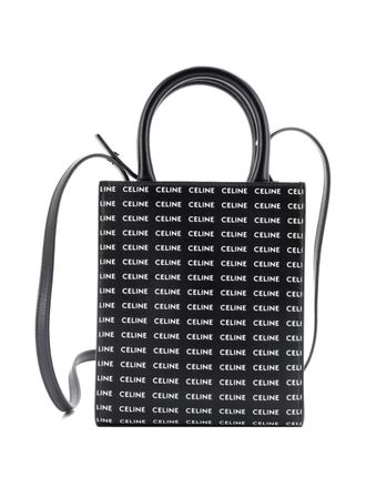 Celine Vertical Cabas All Over Logo Print Leather Mini tote bag - Nero