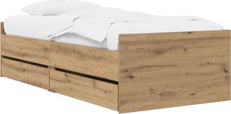 vidaXL Estructura De Cama Roble Artisan Madera De Pino Macizo Vidaxl