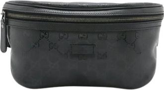 Gucci Pre-owned GG Imprim&eacute; Fanny Pack - Dames - Vintage Heuptassen - Zwart - ONE Size - Leer - Vintage