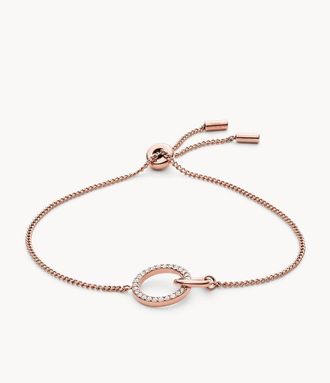 Fossil Womens Rose Gold Stainless Steel Chain Bracelet