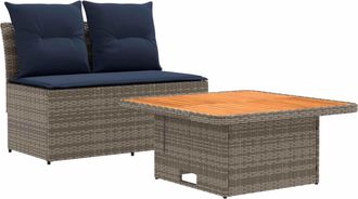 vidaXL 2 Pieza Sof&aacute; Central De Jard&iacute;n Con Mesa Elevable Vidaxl