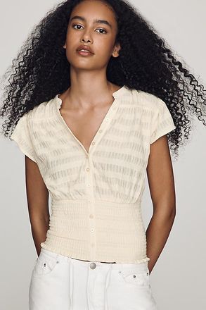 Maeve Market Day Waisted Short-Sleeve Top