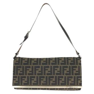 Fendi Pre-owned Shoulder Bags, female, Brown, Size: ONE SIZE Pre-owned Vintage Canvas Shoulder Bag