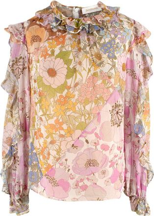 Zimmermann Floral Super Eight Ruffled Blouse Size M