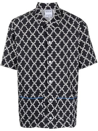 Marcelo Burlon logo-print short-sleeved shirt - men - Cotton/Acetate/Viscose - M - Black
