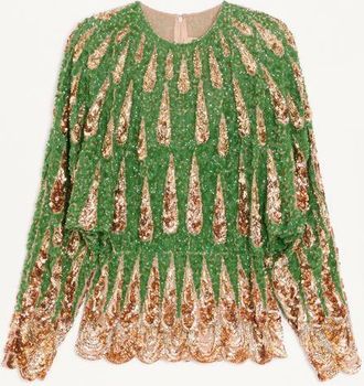 Valentino Top In Chiffon Ricamato Donna VERDE/MULTICOLOR 40