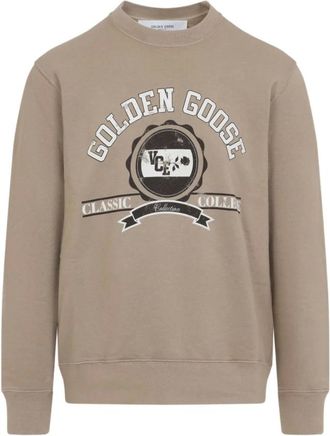 Golden Goose Sweatshirts, male, Beige, M, Journey Crewneck Sweatshirt