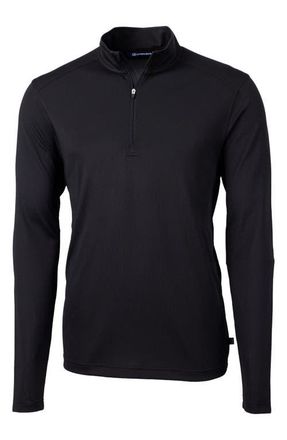 Cutter & Buck Virtue Piqué Recycled Blend Quarter Zip Pullover in Black at Nordstrom, Size Xxx-Large