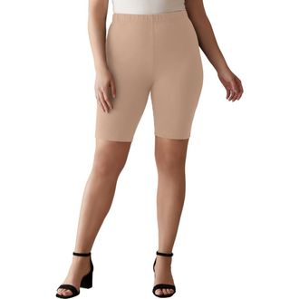 Jessica London Everyday Stretch Cotton Bike Short in Nude at Nordstrom, Size 40