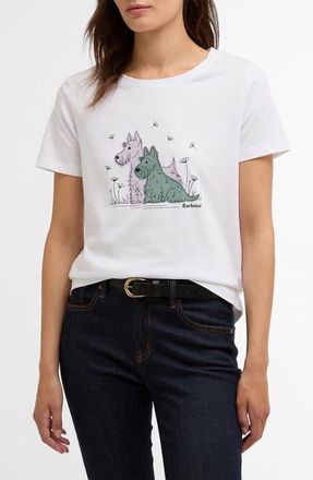 Barbour Clover Cotton Graphic T-Shirt in White at Nordstrom, Size 10 Us
