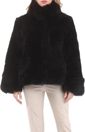 Gorski Genuine Shearling Chevron Jacket, Horizontal Bottom and Reversible in Black/black at Nordstrom, Size X-Large