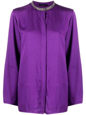 Fabiana Filippi rhinestone-embellished collarless shirt - Purple