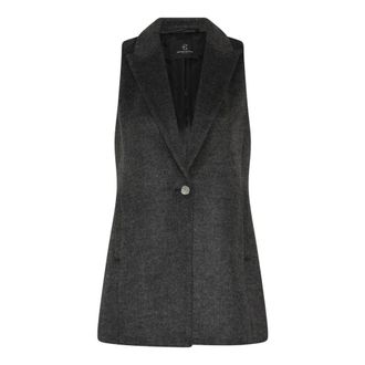 Bruuns Bazaar Vests, female, Gray, Size: XL Dark Grey Sleeveless Vest Classic Lapel