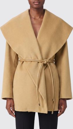 Sportmax Cappotto corto a vestaglia in lana vergine con cintura e collo marinara