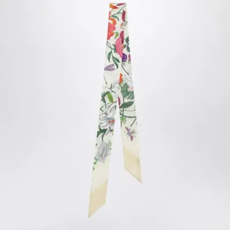 Gucci Yellow printed slim silk scarf