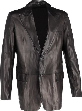 Gucci Pre-owned Mens Single Breasted Blazer in Dark Brown Leather - Size IT 50 (Mens)