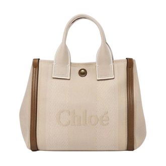 Chloé Shopping Bags, female, Beige, ONE SIZE, Canvas Leather Tote Bag