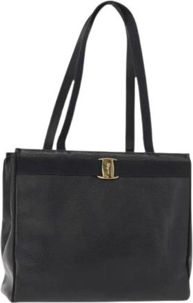 Ferragamo Pre-owned Shoulder Bags, female, Blue, Size: ONE SIZE Pre-owned Leather Shoulder Bag