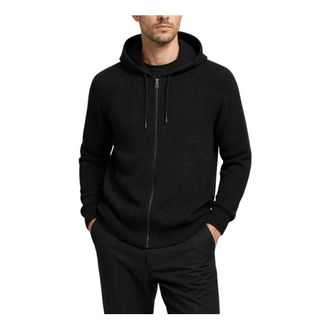 Ferrante Cardigans, male, Black, Size: 2XL Knit Zip Hoodie