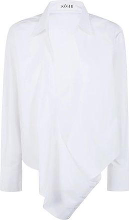 R&oacute;he Overhemden, Dames, Wit, S, Katoen, Reinvented Tuxedo Wrap Shirt