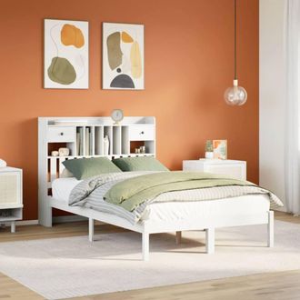 Berkfield Home Bookcase Bed without Mattress White 135x190 cm Double Solid Wood Pine