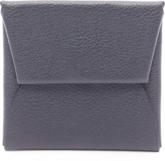 Herm&egrave;s Navy Evercalf Leather Coin Purse/Coin Case (Pre-Owned)