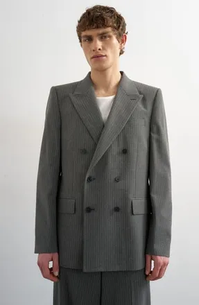 Topman Pinstripe Double Breasted Sport Coat in Charcoal at Nordstrom, Size 36R