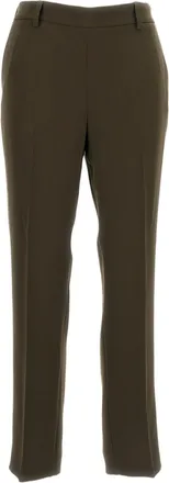 Alberto Biani Green Straight-Leg Pressed Crease Cropped Pants