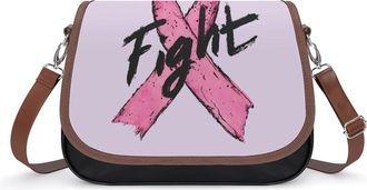 Generic Breast Cancer Fight Cancer Awareness Ribbon Crossbody Bags for Women Shoulder Messenger Bag Purse Handbags