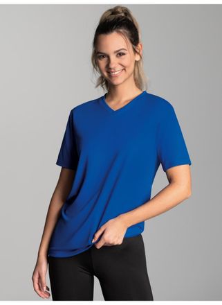Trigema T-Shirt TRIGEMA TRIGEMA V-Shirt COOLMAX, Damen, Gr. 4XL, blau (royal), 100% Polyester (recycelt), Shirts T-Shirt