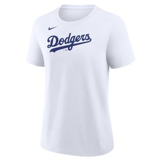 Nike Los Angeles Dodgers Wordmark Nike Womens MLB T-Shirt in White | 01K910ALD-M3X