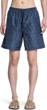 Fendi Denim-Effect FF Nylon Swim Shorts