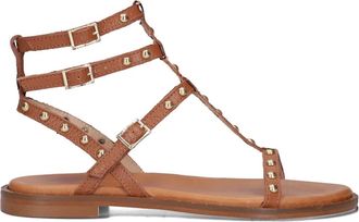 Stefano Lauran Platte sandalen met ronde neus - Dames - Sandalen - Bruin - 37 EU - Leer - Schoenen