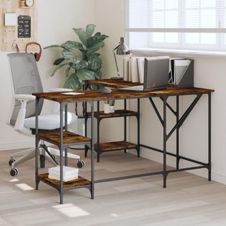 vidaXL Vidaxl - Escritorio Madera De Ingenier&iacute;a Roble Ahumado 139x139x75 Cm