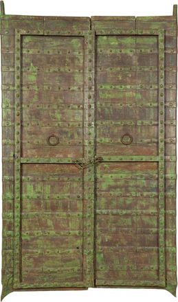 Biscottini International Biscottini - Puerta Antigua Corredera De Madera Maciza Y Hierro Puerta Antigua Clavada Interior Y Exterior Estilo R&uacute;stico Medieval Doble Hoja