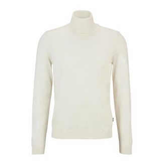 HUGO BOSS Hugo, Turtlenecks, male, White, Size: XL Wool Turtleneck Sweater