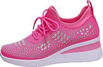 Generic o Ladies Flip Flops Women Sneakers Mesh Socks Casual Outerwear Women Shoes Breathable Casual Sports Shoes Women Tennis Shoes (Hot Pink, 5.5)