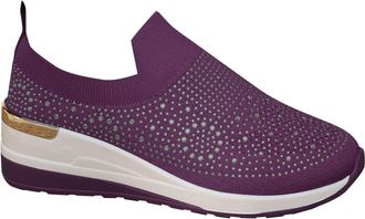 Generic Women Trainers Breathable Glitter Walking Shoes Round Toe Lightweight Thick Sole Comfortable Casual Slip On Casual Sneakers Gym Sport Tennis Purple