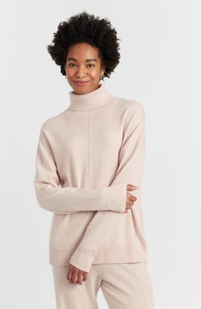 Chinti and Parker Relaxed Roll Neck Wool & Cashmere Sweater in Bone at Nordstrom, Size X-Large