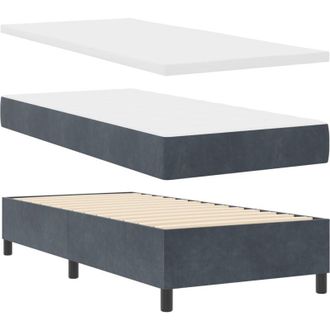 vidaXL Box Spring Bed with Mattress Dark grey 90 x 190 cm Velvet vidaXL