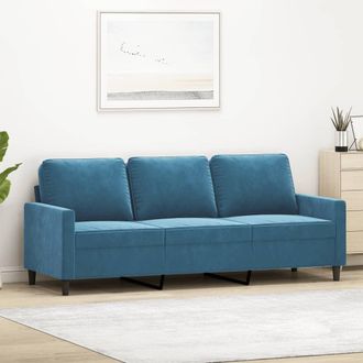 vidaXL Sof&aacute; De 3 Plazas Terciopelo Azul 180 Cm Vidaxl
