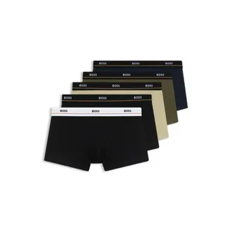 BOSS Five-pack of stretch-cotton trunks with logo waistbands